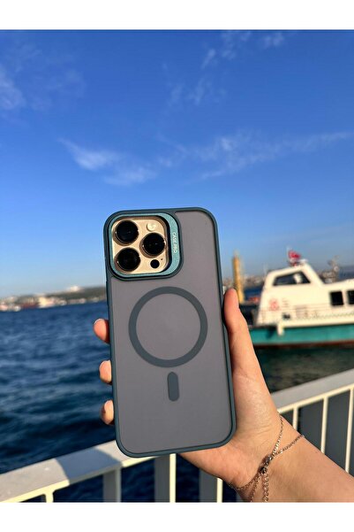 iPhone 15 Pro Max Magsafe Uyumlu Standlı Mat Kılıf + Lens Koruyucu
