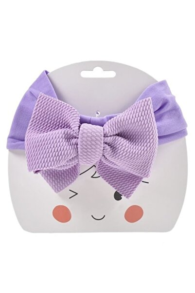 ANTBRO Bentiță de păr pentru fete, liliac lată, cu fundă dublă din material t...