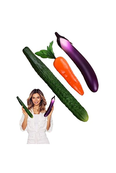 Generic URbazaar 3 Pcs High Simulation Soft PU Cucumber Eggplant Carrot Artif...