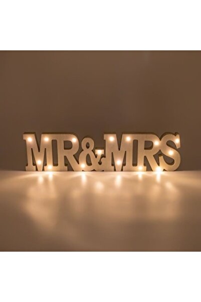 ANTBRO Decorațiune suspendată „Mr. & Mrs” din lemn cu lumină – 48x2.2x12cm ®