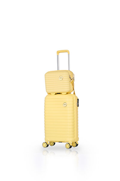 GROUND Vanille Kabin Boy Valiz + Makyaj Çantası Sarı - 10663