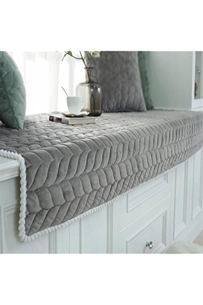 Generic Thick Plush Bay Window Mat Non-Slip Crystal Velvet Bay Window Cushion Pad, Modern Windowsill Bench