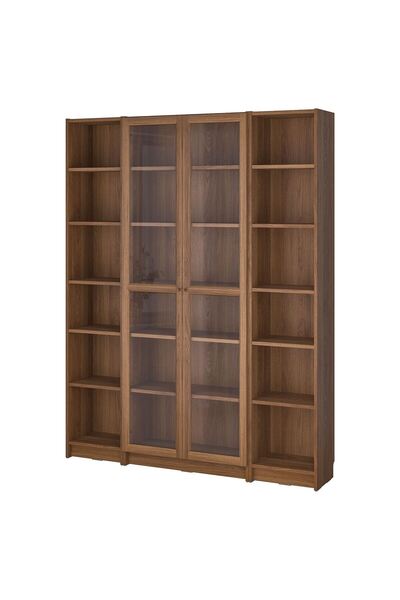 hobiurun Cam kapaklı kitaplık, kahverengi ceviz görünüm, 160x202 cm