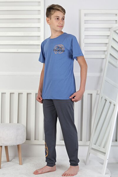 ZUZUNGA True Champion Basketball Printed Short Sleeve Boys' Pajama Set