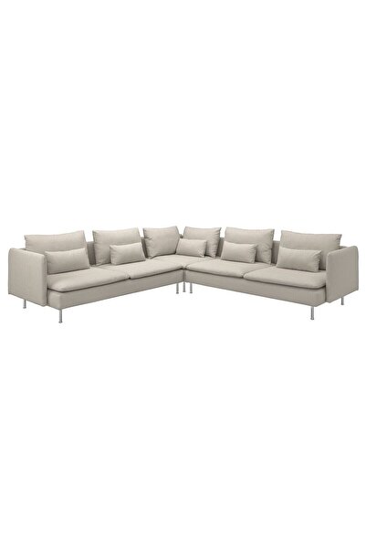 hobiurun 6'lı köşe kanepe, fridtuna açık bej, çift kolçaklı