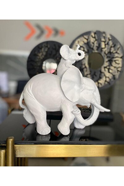 Mirsa Global Dekoratif Yavrulu Fil Biblo Fil Heykeli