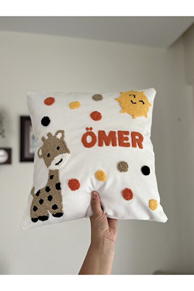 Lala Kişiye Özel Punch İşlemeli İsimli Bebek Yastığı – El Emeği Dekoratif Kır...