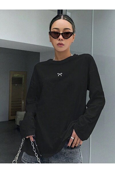 Machetta Women's Ribbon Printed Long Sleeve T-Shirt