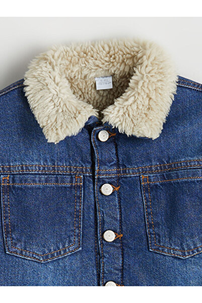 LC Waikiki Kürk Yaka Erkek Çocuk Jean Ceket