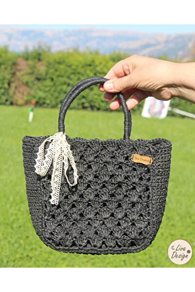 livadesign7 El Yapımı Kağıt İp Astarlı Küçük El Çantası / Bohem tarz