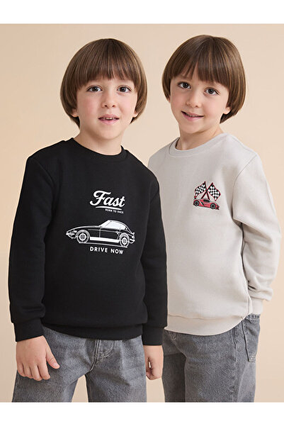 LC Waikiki Araba Baskılı Erkek Çocuk Sweatshirt