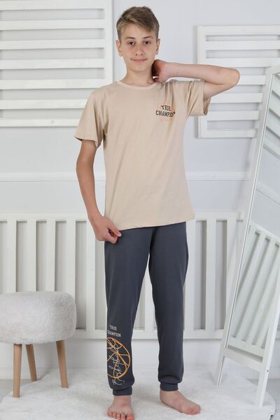 ZUZUNGA True Champion Basketball Printed Short Sleeve Boys' Pajama Set