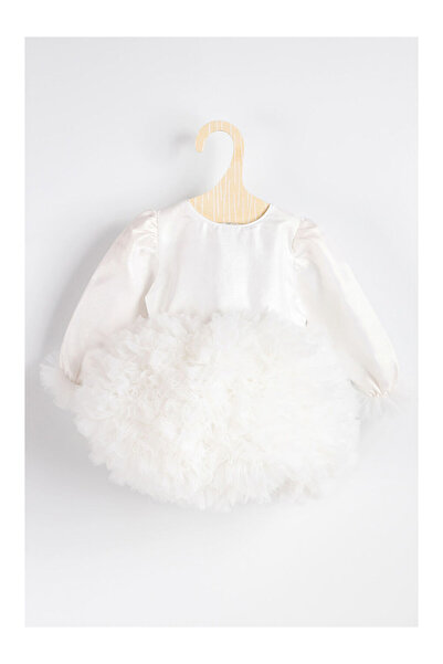 LC Waikiki Ekru Uzun Kollu Tütülü Kız Bebek Prenses Elbise - Asel