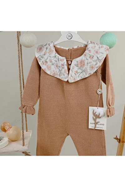 Nipperland Mona Lisa Kız Bebek Kahverengi Fırfırlı Tulum | %100 Pamuk