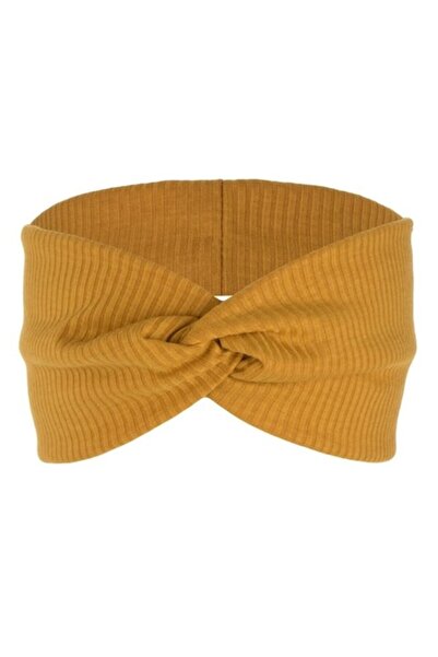 ANTBRO ® Bentiță de păr din material galben muștar cu nervuri și nod