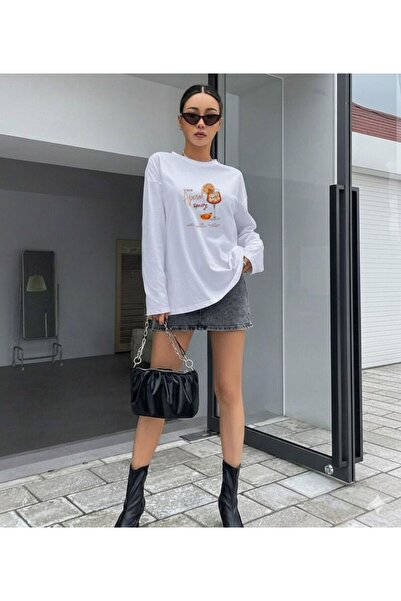 Machetta Women's Cocktail Spritz Printed Long Sleeve Slim T-Shirt