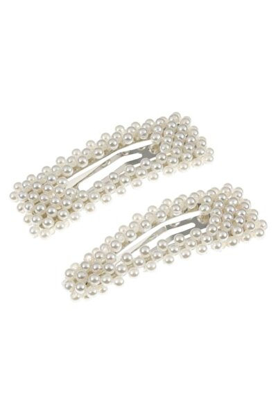 ANTBRO Set de 2 agrafe de păr Antbro® cu perle albe în forme ovale și pătrate...