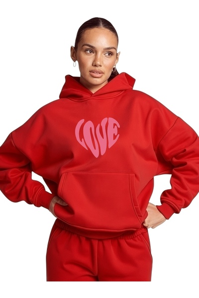 ArtYus Φούτερ Unisex Love Heart Μαύρο Χρώμα Ειδικό με τύπωμα Βαμβακερό oversi...