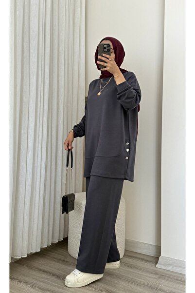 MERİÇ BOUTİQUE Günlük Şık (giy çık) Modal Kumaş Düğmeli 2li Takım
