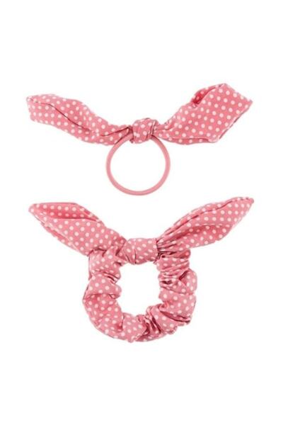 ANTBRO Set 2 elastice de păr Antbro® cu fundă roz și buline albe