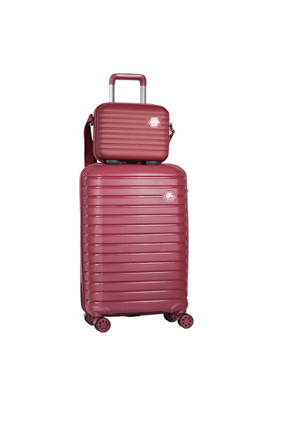 GROUND Vanille Orta Boy Valiz + Makyaj Çantası Bordo - 10663