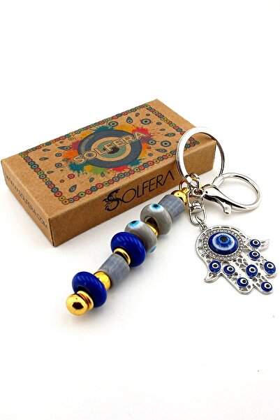 Solfera Fatma Ana Eli Murano Glass Nazar Bead Bag Ornament Khamsa Keychain Ky074