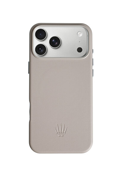 WATCHOFROYAL Bexocase Iphone 17 Pro Gri Magsafe Özellikli Deri Kılıf