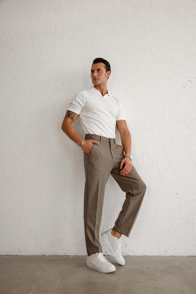 BRACCAS Men's Relaxed Fit Mink Trousers