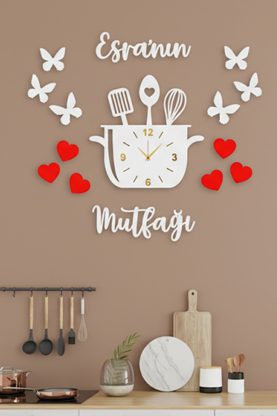 AHŞAP HEDİYENİZ İsimli Dekoratif Mutfak Saati ve Mutfak Dekoru