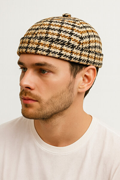 ZERAMİNE Pălărie de pescar unisex cu textura de lână – Model Docker vintage - Căptușită - Velcro