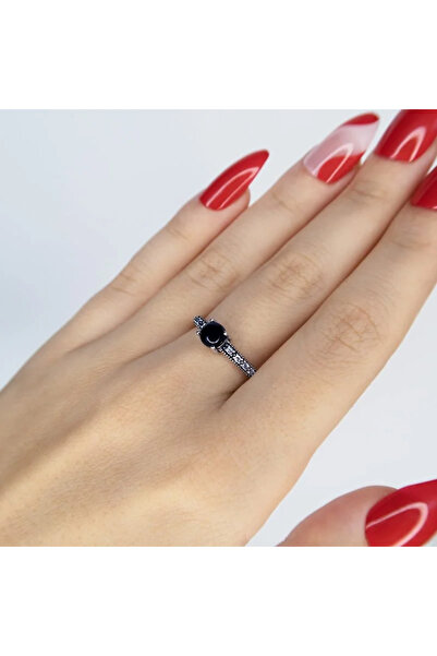 Silver berry S925 Black Moon Ring, Onix and Zirconia