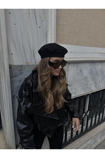 Tina İstanbul قبعة الرسام من الصوف واللباد باللون الأسود