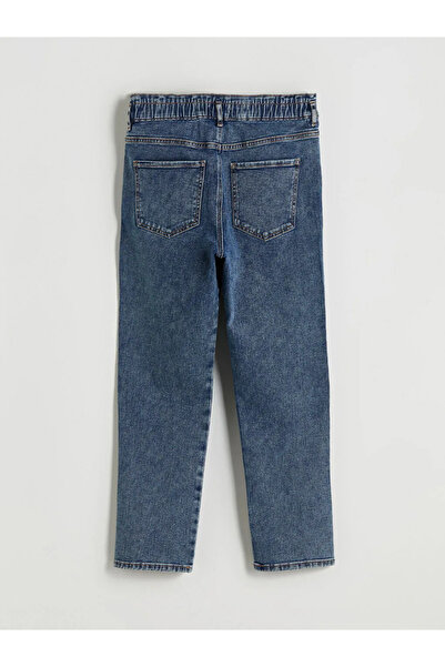 LC Waikiki LCWAIKIKI Classic Indigo Beli Lastikli Slim Mom Kadın Jean Pantolon