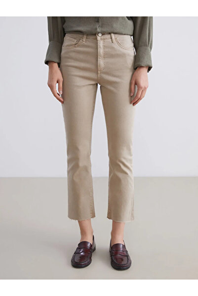 LC Waikiki LCW Jeans Kahverengi Crop Flare Kadın Jean Pantolon