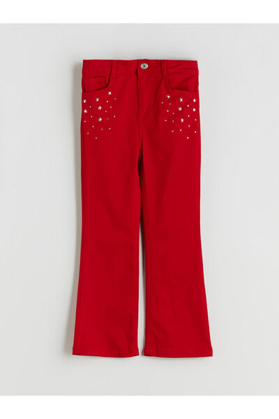 LC Waikiki Red Flared Girls' Trousers