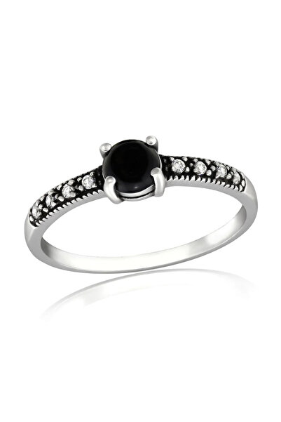 Silver berry S925 Black Moon Ring, Onix and Zirconia