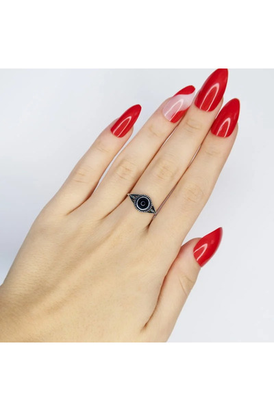 Silver berry S925 Storm Eye, Onix, size 52