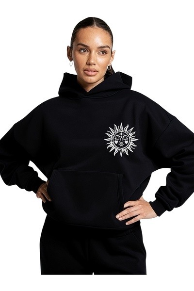 ArtYus Φούτερ Unisex Güneş Yanda Πολύχρωμο Ειδικό με τύπωμα Βαμβακερό oversiz...