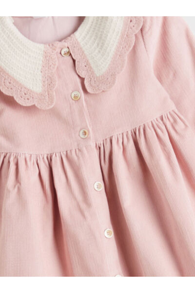 LC Waikiki Pink Baby Collar Girl's Velvet Dress
