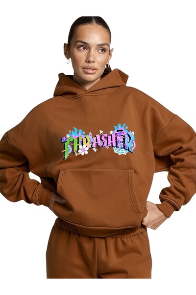 ArtYus Φούτερ Unisex Trasher Colorful Special με τύπωμα Cotton oversized με κ...