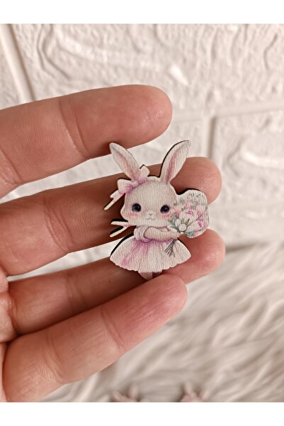 Doğrukan Hediyelik 25 adet çiçek tutan pembeli tavşan 4 cm figür süslemelere ...