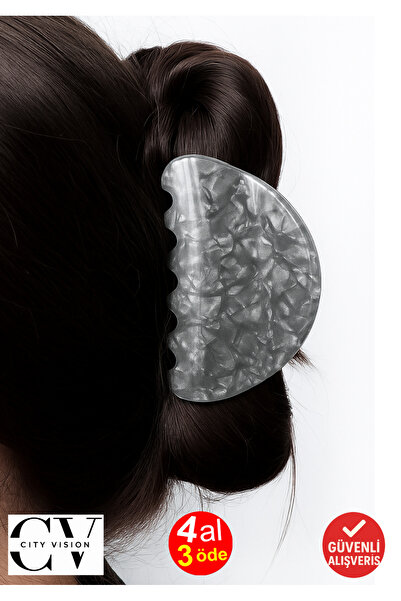 cityvision Agrafă de păr din acetat, model de scoici de mare, cu sclipici gri...