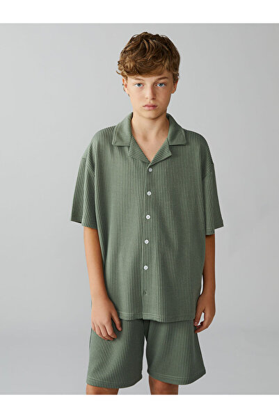 LC Waikiki Cămașă pentru băiat cu guler kaki Resort