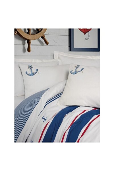ŞENER HOME Cottonbox Maritime Double Duvet Cover Set Brine Ecru