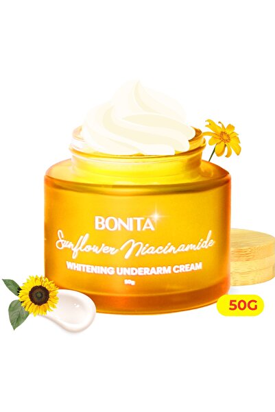 BONİTA مجموعة تبييض الإبط بزيت دوار الشمس (كريم النياسيناميد + رذاذ مزيل للعر...