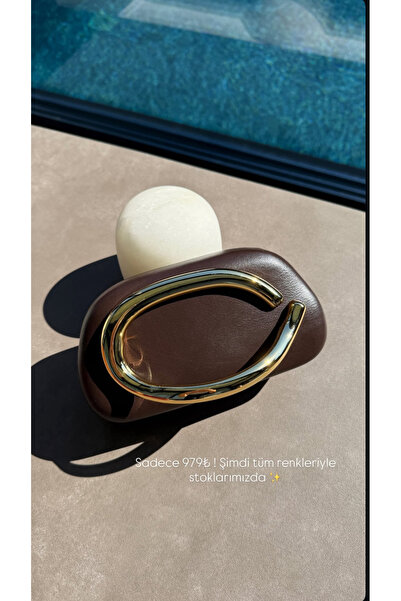 MODA Kadın Acı kahve Gold detaylı çanta (Gold zincir detaylı)