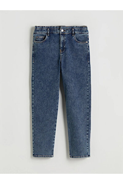 LC Waikiki LCWAIKIKI Classic Indigo Beli Lastikli Slim Mom Kadın Jean Pantolon