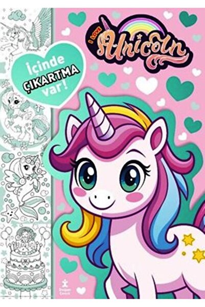 Doğan Çocuk I Love Unicorn - En Sevdiğim Boyama Kitabı - Çıkartmalı