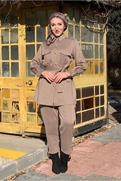 Moda Rosa 26K2271 - VİZON - GOLD DÜĞME SCUBA TAKIM