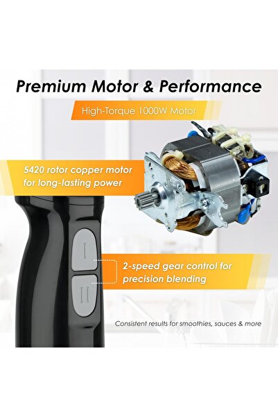 NEXSO 4-in-1 Hand Blender – Powerful Stick Blender with 860ML Chopper, 600ML Beaker, Egg Whisk & I